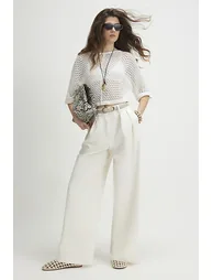 White Open Stitch Knitted T-shirt