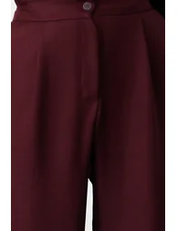 Claret Red Wide Cut Woven Trousers - 4