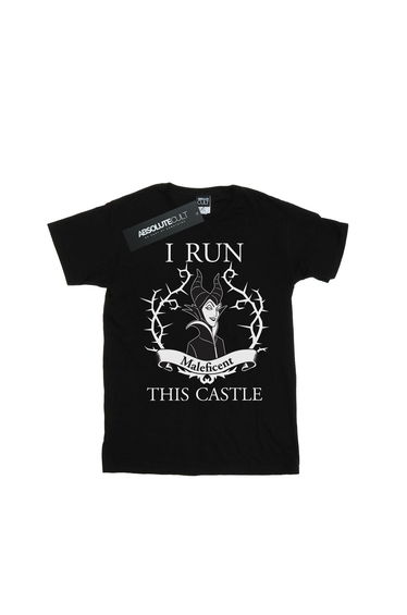 Maleficent Womens/Ladies I Run This Castle Boyfriend T-Shirt - Black