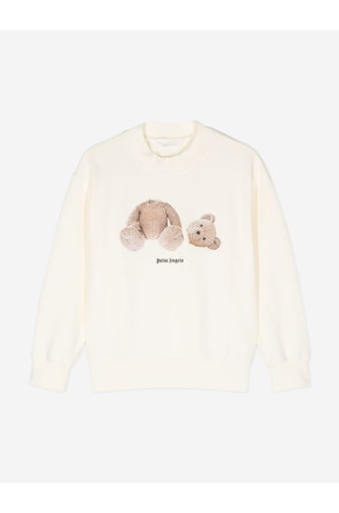 Palm Angels Kids Bear Crewneck Sweatshirt in Ivory