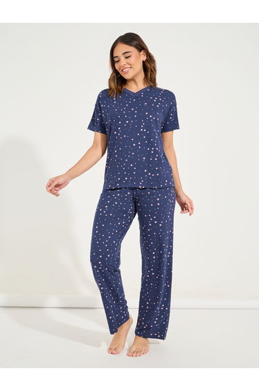 Cotton All Over Star Print T-Shirt and Pyjama Set
