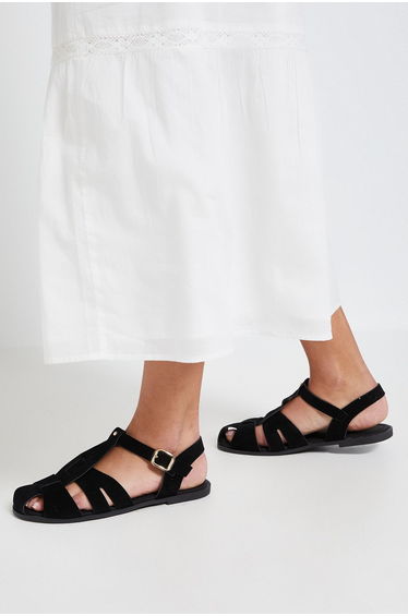 Freddie Faux Suede Fisherman Flat Shoes