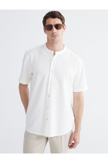 Men's Regular Fit Grandad Collar Shirt