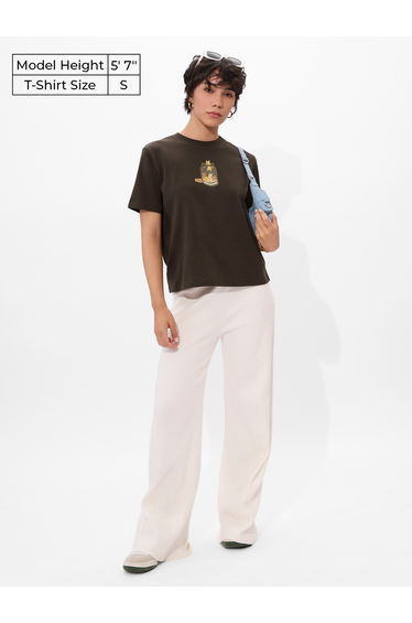 Brown Graphic Print Relaxed Fit T-Shirt