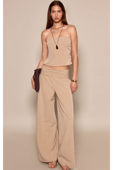 Taupe Woven Bandeau Top