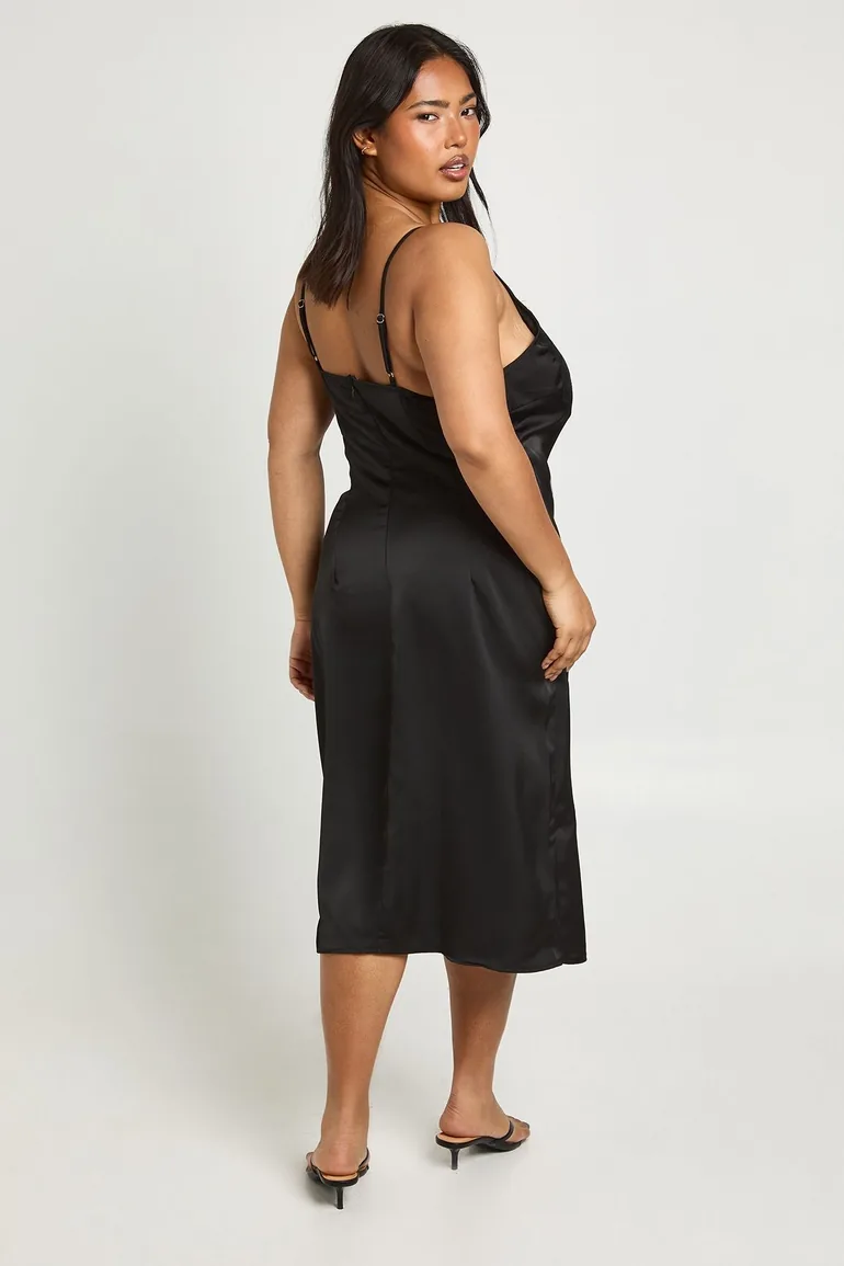 plus size black satin slip dress Social Collision Black Satin Slip Dress Plus Size
