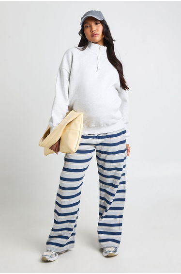 Maternity Oversized Half Zip Sweatshirt - grey marl