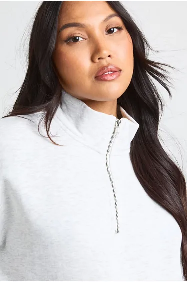 سويتشيرت بوهو رمادي بأكمام طويلة