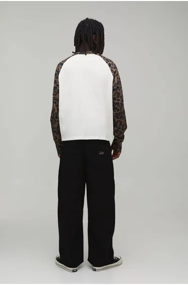 Oversized Boxy Leopard Long Sleeve T-Shirt - ecru