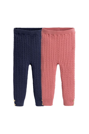 Pack of 2 Leggings in Cable Knit Cotton Mix