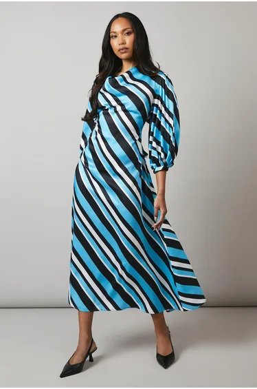 Printed Cowl Neck 3/4 Sleeve Midaxi Dress
