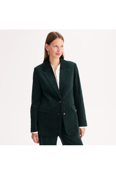 Corduroy Buttoned Blazer in Straight Fit
