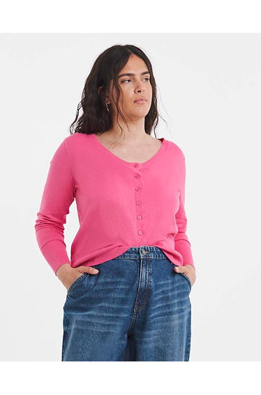 Fine Gague Scallop Edge Cardigan