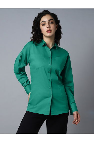 Solid Pocket Detail Regular Fit Shirt