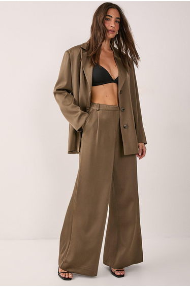 Satin Pleated Oversized Blazer