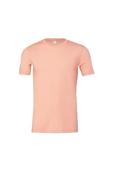 Bella + Canvas Adults Unisex Heather Cvc Short Sleeve T-Shirt - Heather Peach
