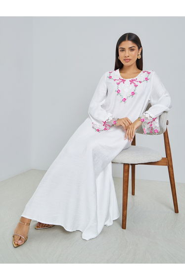 White Embroidered Jalabiya