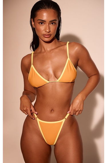 Orange Triangle Contrast Binding Bikini Top