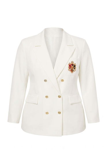 Ecru Embroidered Woven Oversized Jacket