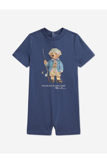 Ralph Lauren Baby Boys Polo Bear Romper in Blue