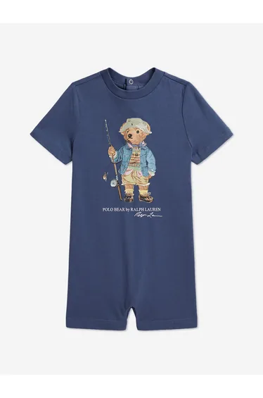 Ralph Lauren Baby Boys Polo Bear Romper in Blue