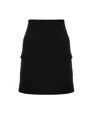 Black Pocketed Mini Knitted Skirt - 1