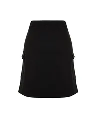 Black Pocketed Mini Knitted Skirt - 2