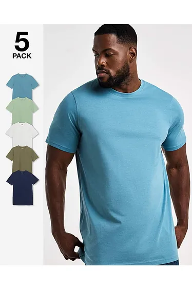 5 Pack Crew Neck T-Shirts Extra Long