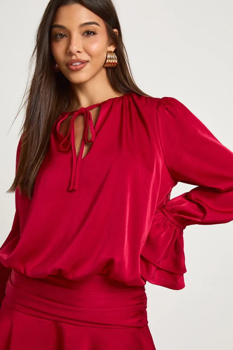 Drop Hem Chiffon Skater Dress - wine - 3