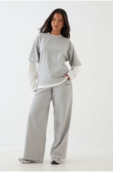 DSGN Studio Textured Straight Leg Trouser - black
