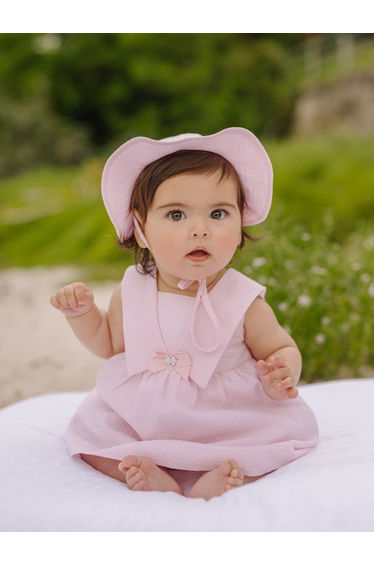Paz Rodriguez Baby Girls Cotton Woven Dress with Knickers in Pink