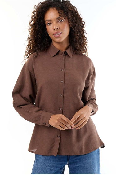 Blended Linen Shirt BROWN
