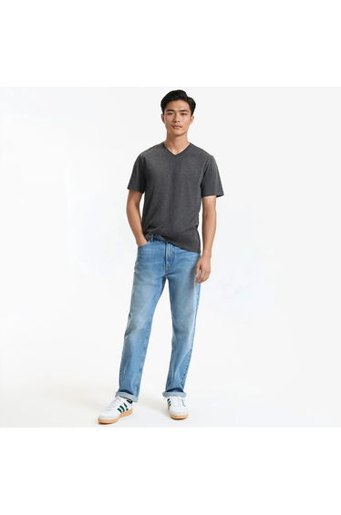 Cotton V-Neck T-Shirt with Short Sleeves