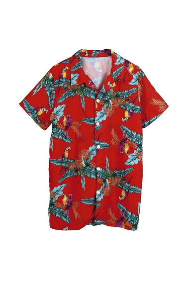 Fiestas Guirca Mens Parrot Shirt - Red/Multicoloured