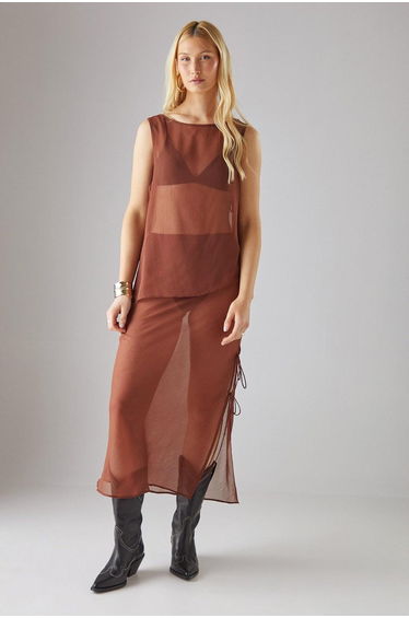 Chiffon Tie Side Asymmetric Top