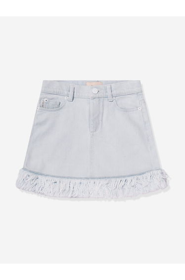 Girls Jenny Denim Fur Mini Skirt in Blue