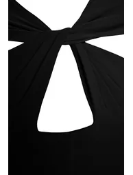 Black Cut Out and Gathered Detail Fitted/Fitted Elastic Snaps Knitted Bodysuit - 6