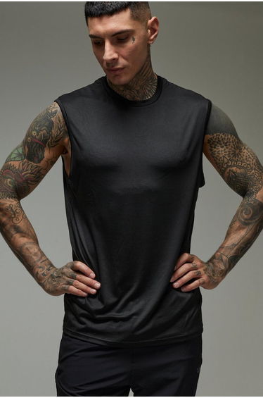 Tall Man Active Lightweight Essentials Regular Fit Gym Tank - black