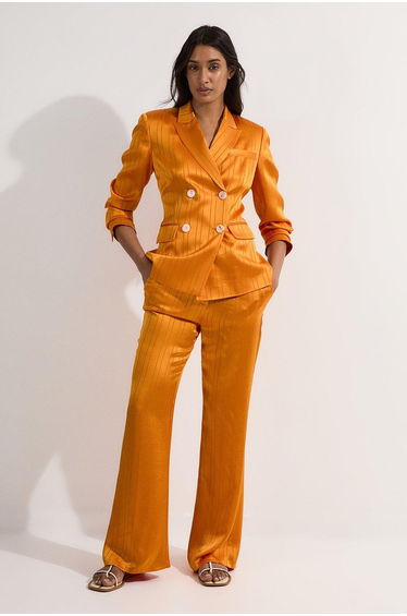 Satin Stripe Tailored Straight Leg Trouser