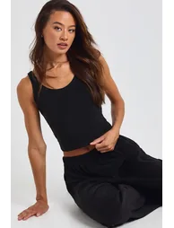 Tall Velour Fleece Cami Top & Wide Leg Trousers Lounge Set - 1