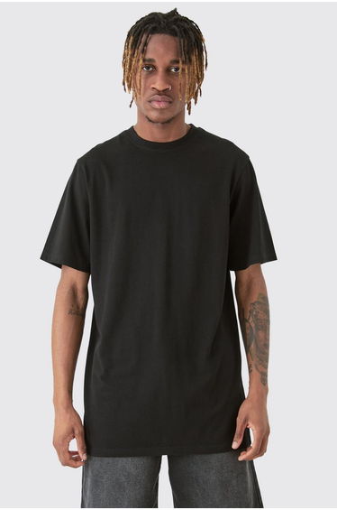 Tall Basic Longline Crew Neck T-shirt - black