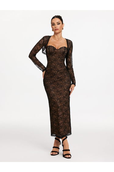 Ulthris Shawl Strapless Lace Maxi Dress