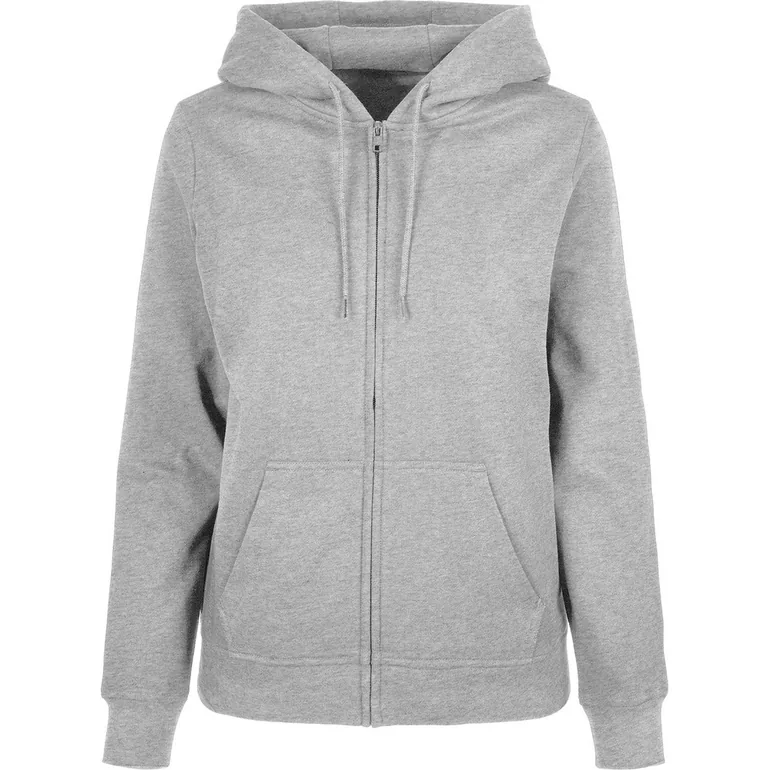 Womens/Ladies Basic Full Zip Hoodie - Heather Grey