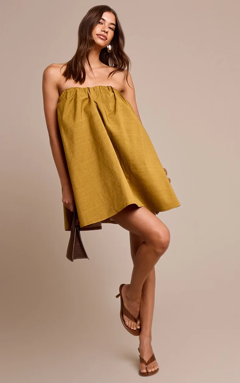 brown puffball dress ANASTASIA PUFFBALL DRESS – GYPSABELLA main image 0