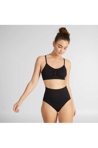 High-waisted control briefs Black