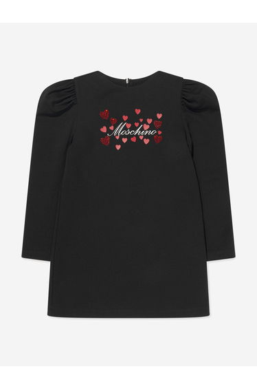 Girls Hearts Logo Dress in Black