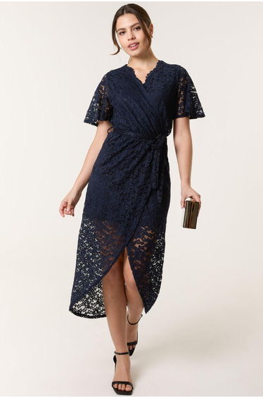 Lace Wrap Over Midi Dress
