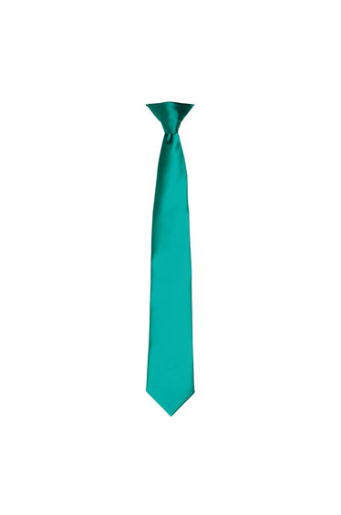 Premier Colours Mens Satin Clip Tie - Emerald