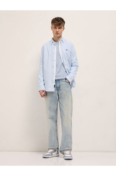 Men Cotton Striped Slim Fit Casual Shirt