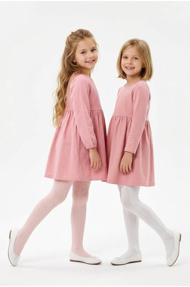 Pink-Ecru Girls' Pantyhos